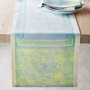 Williams Sonoma Butterfly Jacquard Table Runner 16" x 108" Blue Yellow
